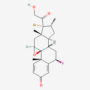molecular formula C22H26BrFO4 B12707661 17-Bromo-9beta,11beta-epoxy-6beta-fluoro-21-hydroxy-16alpha-methylpregna-1,4-diene-3,20-dione CAS No. 61339-44-4