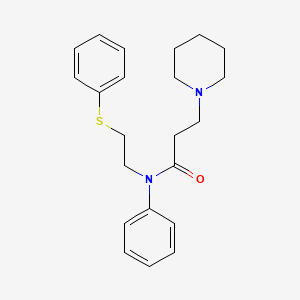 molecular formula C22H28N2OS B12707668 1-Piperidinepropionanilide, N-(2-(phenylthio)ethyl)- CAS No. 95129-42-3
