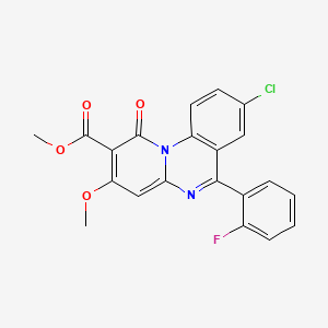 molecular formula C21H14ClFN2O4 B12707676 1H-Pyrido(1,2-a)quinazoline-2-carboxylic acid, 8-chloro-6-(2-fluorophenyl)-3-methoxy-1-oxo-, methyl ester CAS No. 112634-67-0