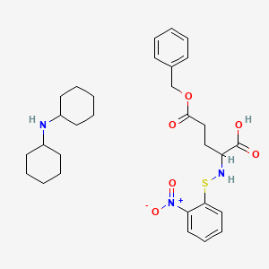 molecular formula C30H41N3O6S B12707726 N-cyclohexylcyclohexanamine;2-[(2-nitrophenyl)sulfanylamino]-5-oxo-5-phenylmethoxypentanoic acid CAS No. 10088-11-6