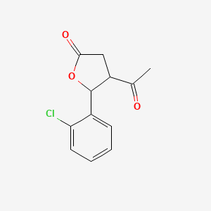 molecular formula C12H11ClO3 B12707771 trans-4-Acetyl-5-(o-chlorophenyl)-4,5-dihydro-2(3H)furanone CAS No. 83144-15-4