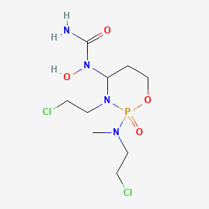 molecular formula C9H19Cl2N4O4P B12707853 Urea, N-(3-(2-chloroethyl)-2-((2-chloroethyl)methylamino)tetrahydro-2H-1,3,2-oxazaphosphorin-4-yl)-N-hydroxy-, P-oxide CAS No. 97139-55-4