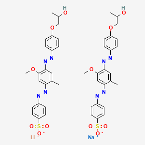 molecular formula C46H46LiN8NaO12S2 B12707941 Lithium sodium 4-((4-((4-(2-hydroxypropoxy)phenyl)azo)-5-methoxy-2-methylphenyl)azo)benzenesulphonate CAS No. 94313-96-9