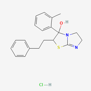 molecular formula C20H23ClN2OS B12707955 Imidazo(2,1-b)thiazol-3-ol, 2,3,5,6-tetrahydro-3-(2-methylphenyl)-2-(2-phenylethyl)-, monohydrochloride CAS No. 86346-80-7