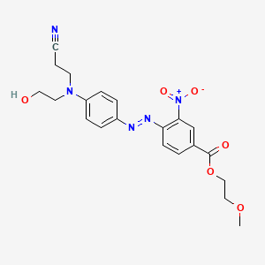 molecular formula C21H23N5O6 B12707988 2-Methoxyethyl 4-((4-((2-cyanoethyl)(2-hydroxyethyl)amino)phenyl)azo)-3-nitrobenzoate CAS No. 85136-56-7