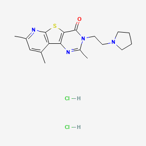 molecular formula C18H24Cl2N4OS B12708076 4,11,13-trimethyl-5-(2-pyrrolidin-1-ylethyl)-8-thia-3,5,10-triazatricyclo[7.4.0.02,7]trideca-1(9),2(7),3,10,12-pentaen-6-one;dihydrochloride CAS No. 89481-20-9