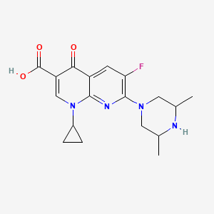 molecular formula C18H21FN4O3 B12708104 1,8-Naphthyridine-3-carboxylic acid, 1-cyclopropyl-7-(3,5-dimethyl-1-piperazinyl)-6-fluoro-1,4-dihydro-4-oxo- CAS No. 104866-27-5
