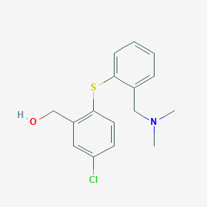 molecular formula C16H18ClNOS B12708105 Benzenemethanol, 5-chloro-2-((2-((dimethylamino)methyl)phenyl)thio)- CAS No. 133884-20-5