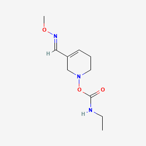molecular formula C10H17N3O3 B12708114 3-Pyridinecarboxaldehyde, 1,2,5,6-tetrahydro-1-(((ethylamino)carbonyl)oxy)-, 3-(O-methyloxime), (E)- CAS No. 145071-56-3