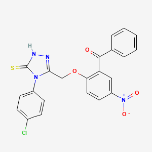 molecular formula C22H15ClN4O4S B12708124 Methanone, (2-((4,5-dihydro-4-(4-chlorophenyl)-5-thioxo-1H-1,2,4-triazol-3-yl)methoxy)-5-nitrophenyl)phenyl- CAS No. 111044-31-6