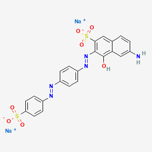 molecular formula C22H15N5Na2O7S2 B12708169 Disodium 6-amino-4-hydroxy-3-((4-((4-sulphonatophenyl)azo)phenyl)azo)naphthalene-2-sulphonate CAS No. 83562-69-0