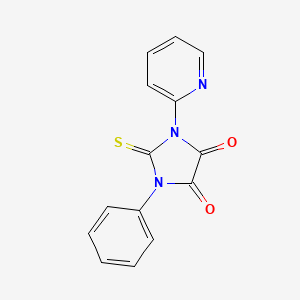 molecular formula C14H9N3O2S B12708198 4,5-Imidazolidinedione, 1-phenyl-3-(2-pyridinyl)-2-thioxo- CAS No. 132034-04-9