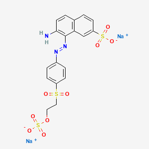 molecular formula C18H15N3Na2O9S3 B12708223 7-Amino-8-((4-((2-(sulphooxy)ethyl)sulphonyl)phenyl)azo)naphthalene-2-sulphonic acid, sodium salt CAS No. 94158-90-4