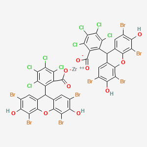 molecular formula C40H10Br8Cl8O10Zr B12708252 Zirconium(2+) bis(2-(2,4,5,7-tetrabromo-3,6-dihydroxyxanthen-9-yl)-3,4,5,6-tetrachlorobenzoate) CAS No. 97235-50-2