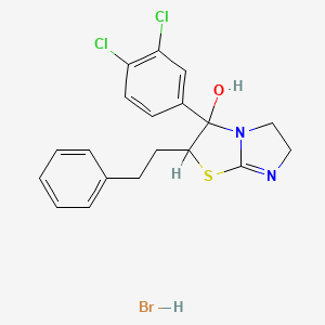 molecular formula C19H19BrCl2N2OS B12708259 Imidazo(2,1-b)thiazol-3-ol, 3-(3,4-dichlorophenyl)-2,3,5,6-tetrahydro-2-(2-phenylethyl)-, monohydrobromide CAS No. 86346-79-4