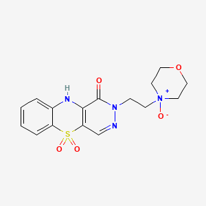 molecular formula C16H18N4O5S B12708294 1H-Pyridazino(4,5-b)(1,4)benzothiazin-1-one, 2,10-dihydro-2-(2-(4-morpholinyl)ethyl)-, N,5,5-trioxide, hexahydrate CAS No. 126598-49-0