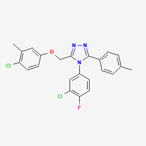 molecular formula C23H18Cl2FN3O B12708307 4H-1,2,4-Triazole, 4-(3-chloro-4-fluorophenyl)-3-((4-chloro-3-methylphenoxy)methyl)-5-(4-methylphenyl)- CAS No. 141079-16-5