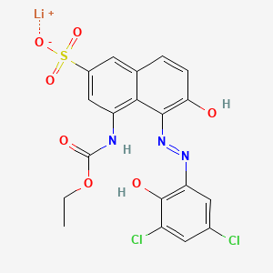 molecular formula C19H14Cl2LiN3O7S B12708333 Lithium 5-((3,5-dichloro-2-hydroxyphenyl)azo)-4-((ethoxycarbonyl)amino)-6-hydroxynaphthalene-2-sulphonate CAS No. 83784-12-7
