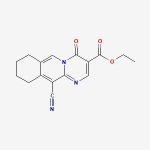 molecular formula C16H15N3O3 B12708343 4H-Pyrimido(1,2-b)isoquinoline-3-carboxylic acid, 7,8,9,10-tetrahydro-11-cyano-4-oxo-, ethyl ester CAS No. 88745-34-0
