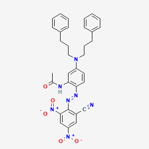 molecular formula C33H31N7O5 B12708375 N-(5-(Bis(3-phenylpropyl)amino)-2-((2-cyano-4,6-dinitrophenyl)azo)phenyl)acetamide CAS No. 84560-14-5