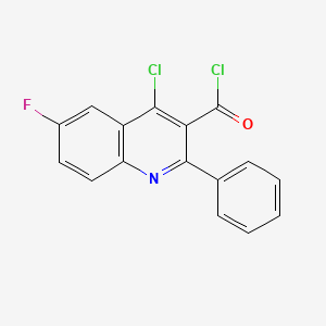 molecular formula C16H8Cl2FNO B12708379 3-Quinolinecarbonyl chloride, 4-chloro-6-fluoro-2-phenyl- CAS No. 93663-81-1