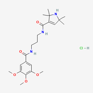 molecular formula C22H34ClN3O5 B12708383 1H-Pyrrole-3-carboxamide, 2,5-dihydro-2,2,5,5-tetramethyl-N-(3-((3,4,5-trimethoxybenzoyl)amino)propyl)-, monohydrochloride CAS No. 93844-06-5