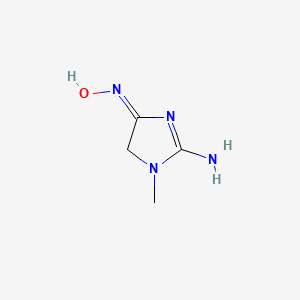 molecular formula C4H8N4O B12708452 4H-Imidazol-4-one, 2-amino-1,5-dihydro-1-methyl-, oxime CAS No. 35974-93-7