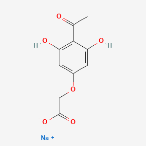 molecular formula C10H9NaO6 B12708540 Acetic acid, (4-acetyl-3,5-dihydroxyphenoxy)-, monosodium salt CAS No. 70413-05-7