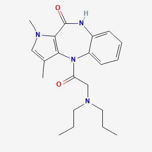 molecular formula C21H28N4O2 B12708552 Pyrrolo(3,2-b)(1,5)benzodiazepin-10(1H)-one, 4,9-dihydro-1,3-dimethyl-4-((dipropylamino)acetyl)- CAS No. 83621-99-2