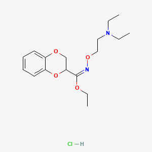 molecular formula C17H27ClN2O4 B12708586 1,4-Benzodioxin-2-carboximidic acid, 2,3-dihydro-N-(2-(diethylamino)ethoxy)-, ethyl ester, monohydrochloride, (E)- CAS No. 147017-74-1
