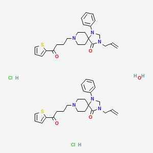 molecular formula C48H62Cl2N6O5S2 B12708603 1,3,8-Triazaspiro(4,5)decan-4-one, 3-allyl-1-phenyl-8-(3-(2-thenoyl)propyl)-, hydrochloride, hemihydrate CAS No. 102395-41-5