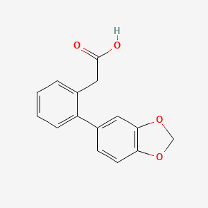 molecular formula C15H12O4 B1270866 2-Biphenyl-[1,3]dioxol-5-yl-acetic acid CAS No. 669713-74-0