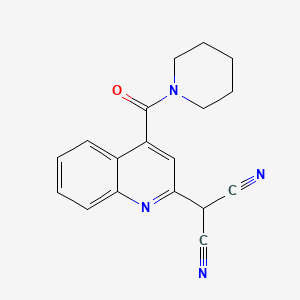 molecular formula C18H16N4O B12708667 Piperidine, 1-((2-(dicyanomethyl)-4-quinolinyl)carbonyl)- CAS No. 194713-17-2
