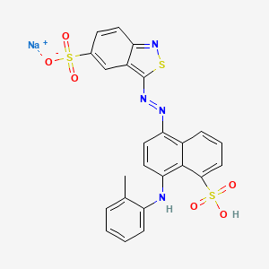 molecular formula C24H17N4NaO6S3 B12708671 Sodium 3-((4-((o-tolyl)amino)-5-sulpho-1-naphthyl)azo)-2,1-benzisothiazole-5-sulphonate CAS No. 85223-33-2