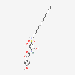 molecular formula C35H54N2O7S B12708738 N-(4-(N-Hexadecyl-N-methylsulphamoyl)-2,5-dimethoxyphenyl)-3-(p-methoxyphenyl)-3-oxopropionamide CAS No. 84100-62-9