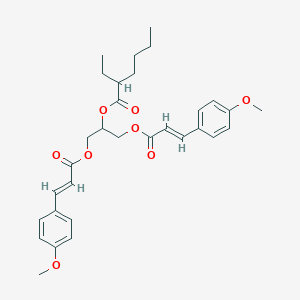 molecular formula C31H38O8 B12708752 Glyceryl ethylhexanoate dimethoxycinnamate CAS No. 140208-36-2