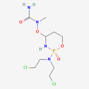 molecular formula C9H19Cl2N4O4P B12708802 Urea, N-((2-(bis(2-chloroethyl)amino)tetrahydro-2H-1,3,2-oxazaphosphorin-4-yl)oxy)-N-methyl-,P-oxide CAS No. 81733-11-1