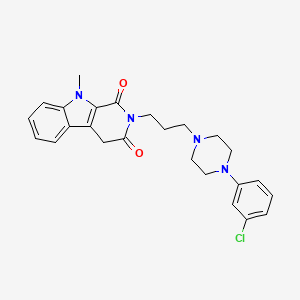 molecular formula C25H27ClN4O2 B12708806 1H-Pyrido(3,4-b)indole-1,3(2H)-dione, 4,9-dihydro-2-(3-(4-(3-chlorophenyl)-1-piperazinyl)propyl)-9-methyl- CAS No. 184691-48-3