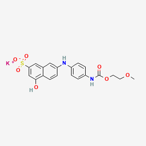 molecular formula C20H19KN2O7S B12708813 Potassium 4-hydroxy-7-((4-(((2-methoxyethoxy)carbonyl)amino)phenyl)amino)naphthalene-2-sulphonate CAS No. 94086-85-8