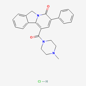 molecular formula C24H24ClN3O2 B12708820 Piperazine, 1-((4,6-dihydro-4-oxo-3-phenylpyrido(2,1-a)isoindol-1-yl)carbonyl)-4-methyl-, monohydrochloride CAS No. 141388-94-5