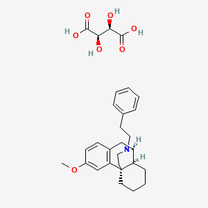 molecular formula C29H37NO7 B12708867 Morphinan, 3-methoxy-17-phenethyl-, tartrate, (+)- CAS No. 63743-72-6
