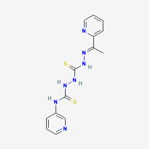molecular formula C14H15N7S2 B12708905 Carbonothioic dihydrazide, N''-((3-pyridinylamino)thioxomethyl)-N'''-((1E)-1-(2-pyridinyl)ethylidene)- CAS No. 127142-59-0