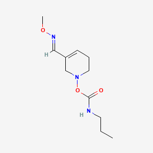molecular formula C11H19N3O3 B12708907 3-Pyridinecarboxaldehyde, 1,2,5,6-tetrahydro-1-(((propylamino)carbonyl)oxy)-, 3-(O-methyloxime), (E)- CAS No. 145071-57-4