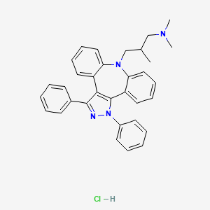 molecular formula C33H33ClN4 B12708921 Dibenzo(b,f)pyrazolo(3,4-d)azepine-8(1H)-propanamine, 1,3-diphenyl-N,N,beta-trimethyl-, monohydrochloride CAS No. 85008-91-9
