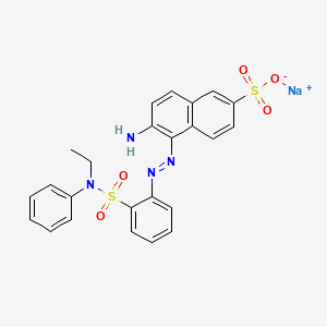 molecular formula C24H21N4NaO5S2 B12708933 Sodium 6-amino-5-((2-((ethylphenylamino)sulphonyl)phenyl)azo)naphthalene-2-sulphonate CAS No. 85455-39-6