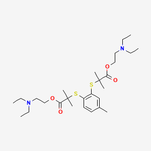 molecular formula C27H46N2O4S2 B12708939 Propionic acid, 2,2'-((4-methyl-o-phenylene)dithio)bis(2-methyl-, bis(2-(diethylamino)ethyl) ester CAS No. 96971-69-6