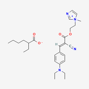 molecular formula C28H40N4O4 B12708975 1-(2-((2-Cyano-3-(4-(diethylamino)phenyl)acryloyl)oxy)ethyl)-1-methyl-1H-imidazolium 2-ethylhexanoate CAS No. 94087-13-5