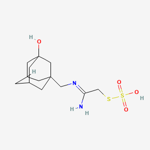 molecular formula C13H22N2O4S2 B12709001 Thiosulfuric acid, S-(2-(((3-hydroxytricyclo(3.3.1.1(sup 3,7))dec-1-yl)methyl)amino)-2-iminoethyl) ester CAS No. 128487-66-1