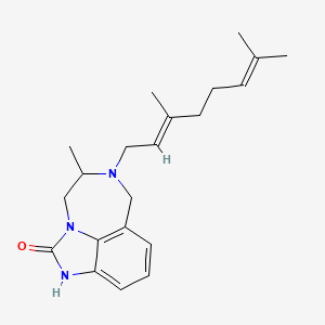 molecular formula C21H29N3O B12709022 Imidazo(4,5,1-jk)(1,4)benzodiazepin-2(1H)-one, 6-(3,7-dimethyl-2,6-octadienyl)-4,5,6,7-tetrahydro-5-methyl-, (E)-(1)- CAS No. 131515-01-0