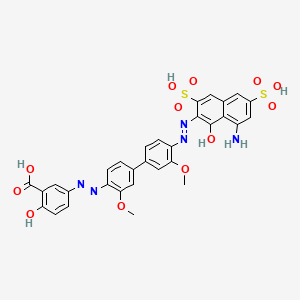 molecular formula C31H25N5O12S2 B12709045 5-[[4'-[(8-Amino-1-hydroxy-3,6-disulfo-2-naphthyl)azo]-3,3'-dimethoxy[1,1'-biphenyl]-4-YL]azo]salicylic acid CAS No. 93964-57-9
